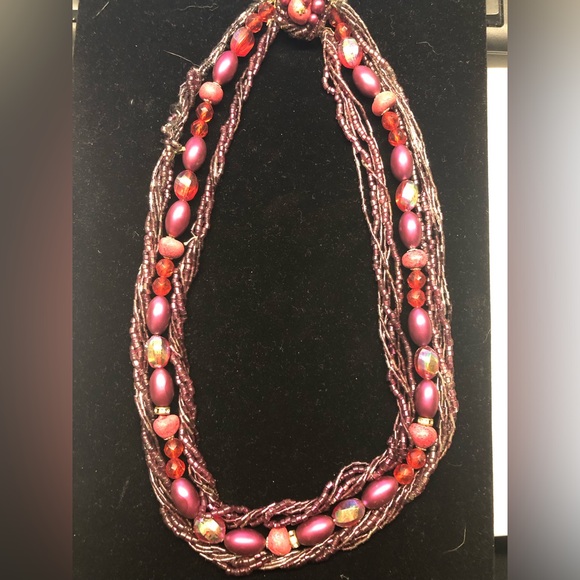 60s Pink Four Strand Choker Multi Strand Necklace By Japan